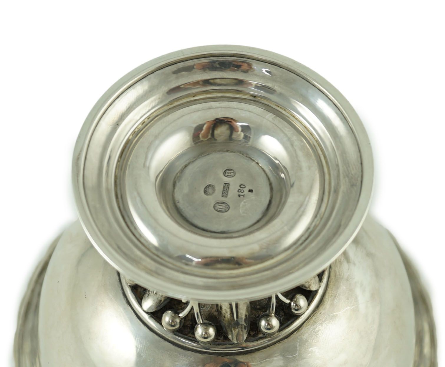 A 1920's Georg Jensen silver Louvre pattern pedestal bowl, design no. 180 B